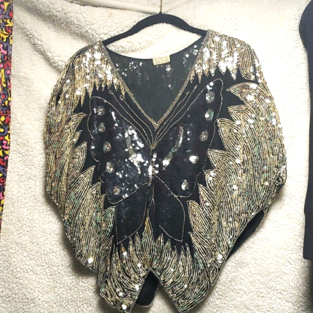 Shirt sequence black and silver